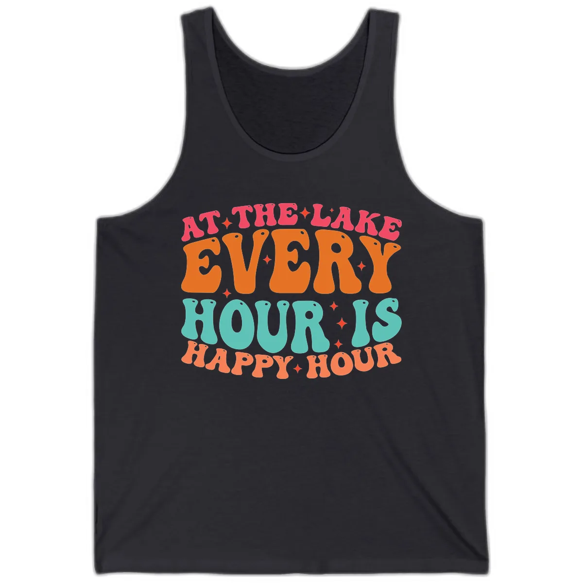 Every Hour Is Happy Hour Lake Design Tank in Dark Grey