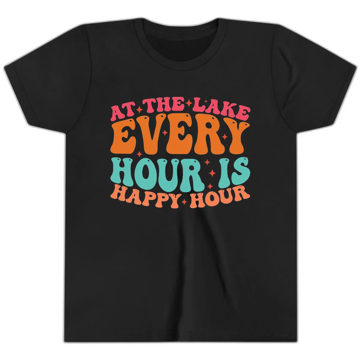 Every Hour Is Happy Hour Lake Design Youth T-Shirt in Black