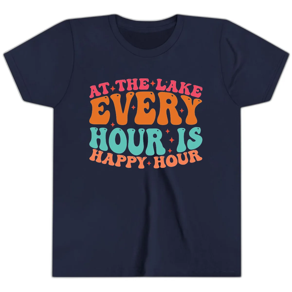 Every Hour Is Happy Hour Lake Design Youth T-Shirt in Navy