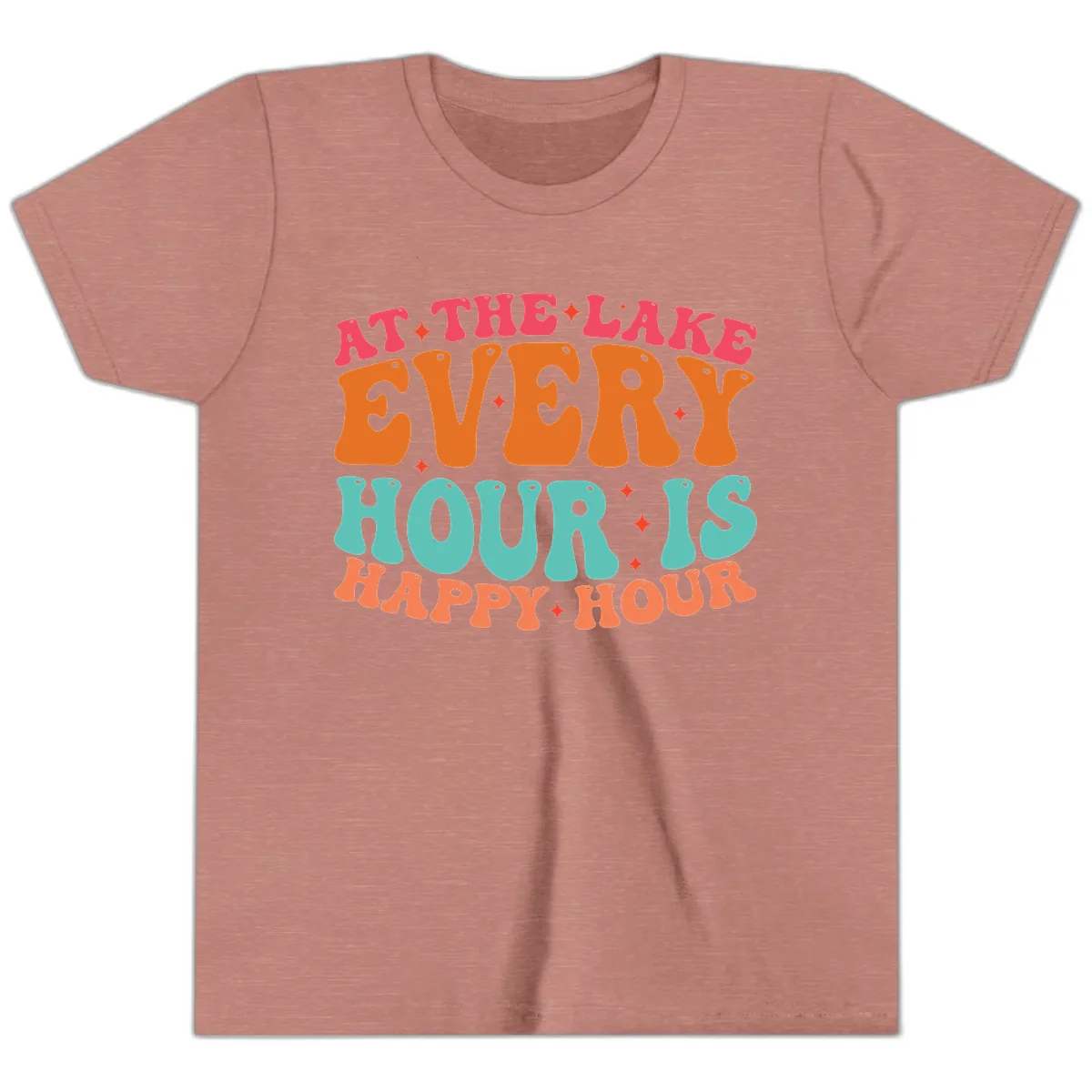 Every Hour Is Happy Hour Lake Design Youth T-Shirt in Heather Mauve