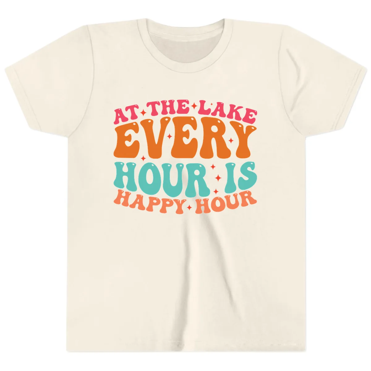 Every Hour Is Happy Hour Lake Design Youth T-Shirt in Natural