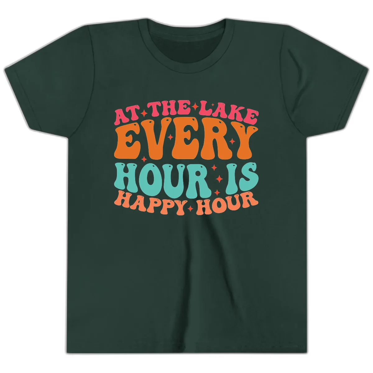 Every Hour Is Happy Hour Lake Design Youth T-Shirt in Forest