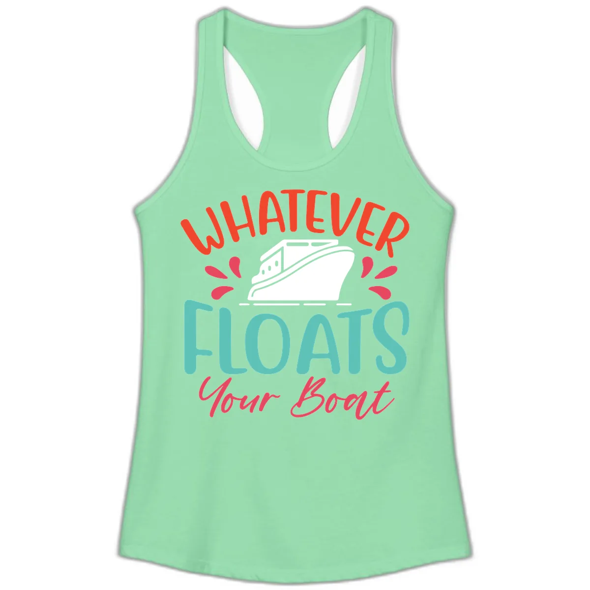 Whatever Floats Your Boat Design Ladies Tank in Solid Mint