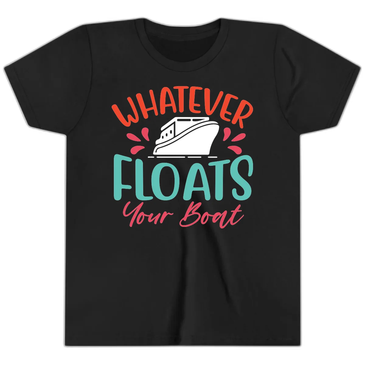 Whatever Floats Your Boat Design Youth T-Shirt in Black