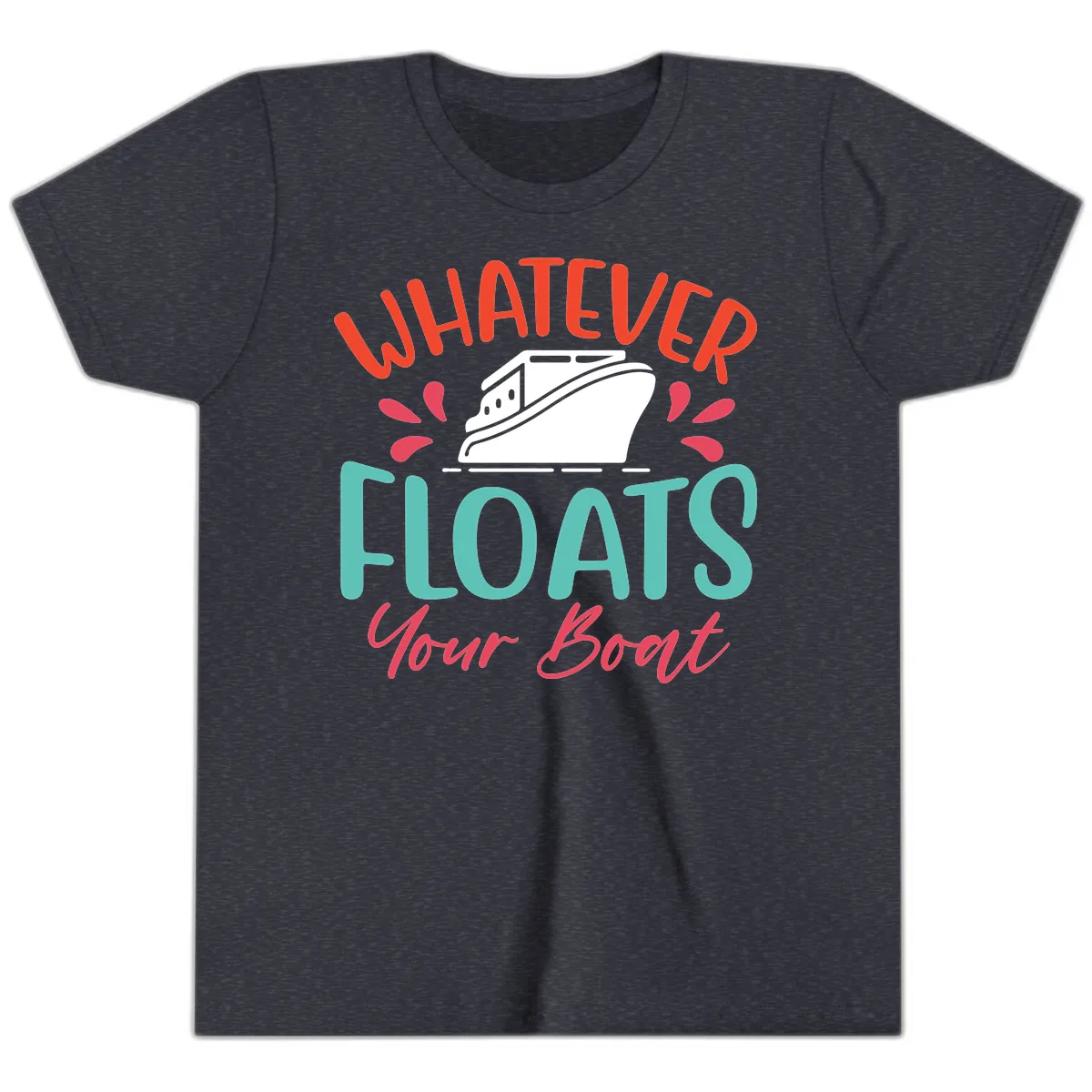 Whatever Floats Your Boat Design Youth T-Shirt in Heather Navy