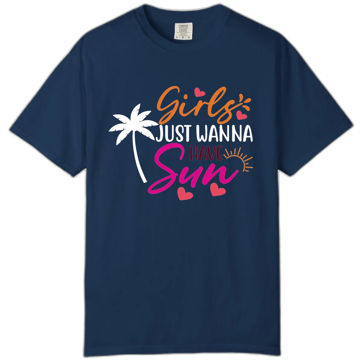 Girls Just Wanna Have Sun Design Comfort Color in Navy