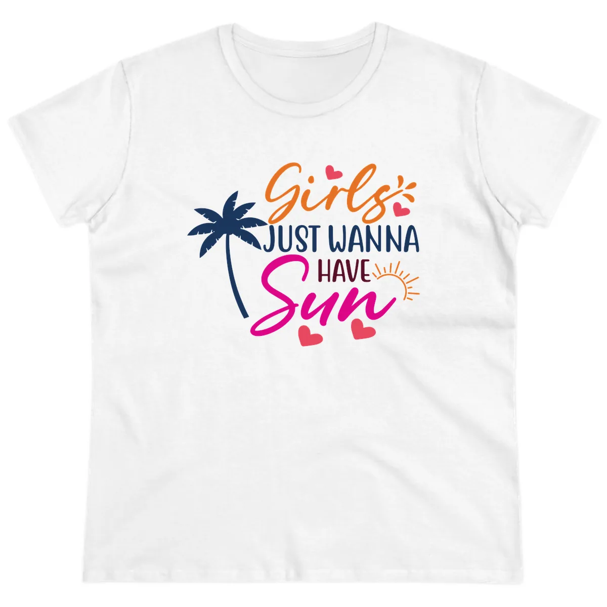 Girls Just Wanna Have Sun Design Ladies Tee in White