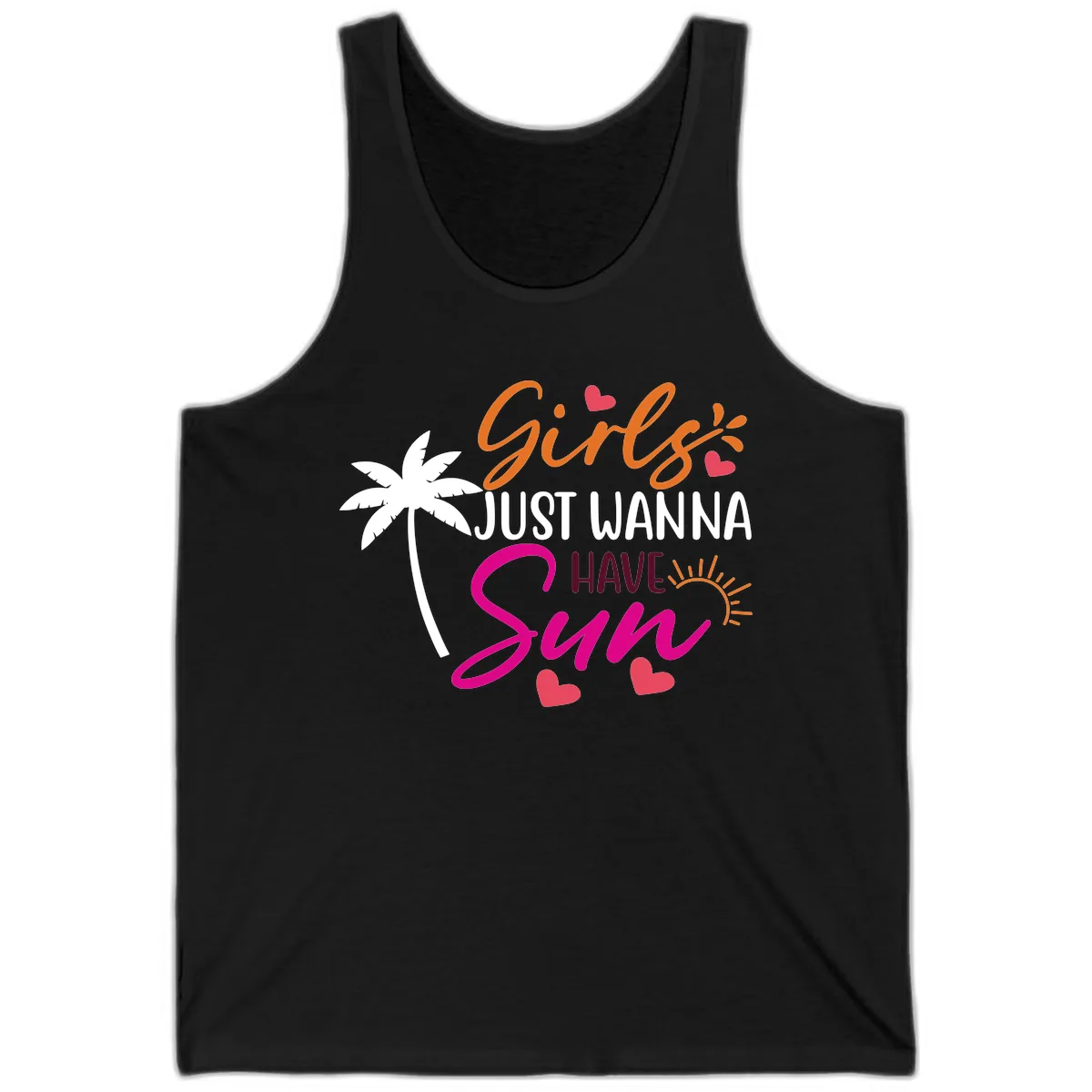 Girls Just Wanna Have Sun Design Tank in Black