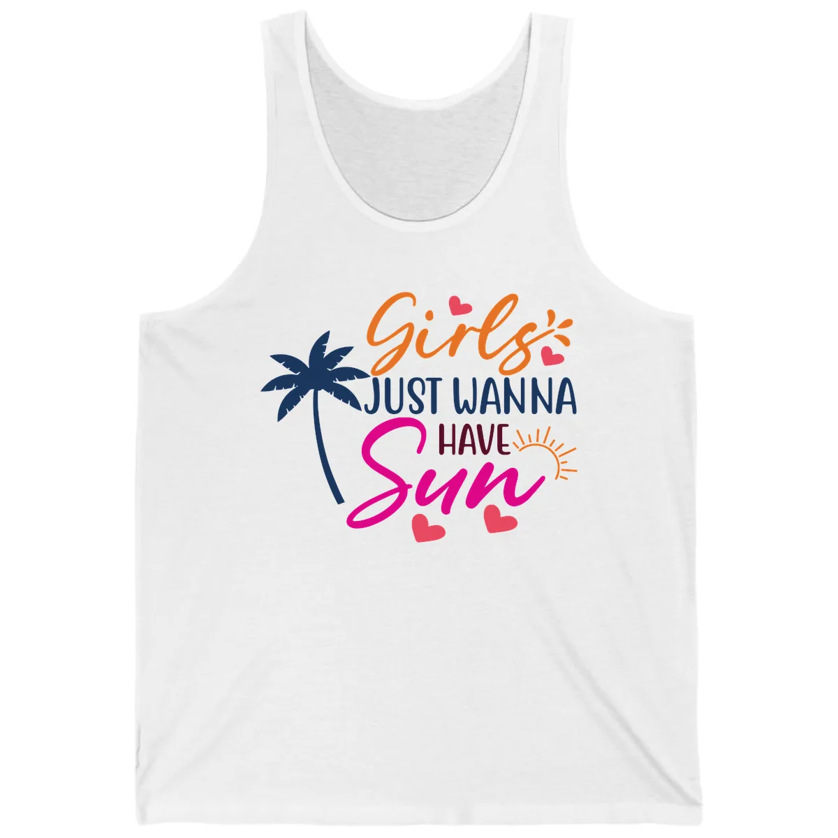 Girls Just Wanna Have Sun Design Tank in White