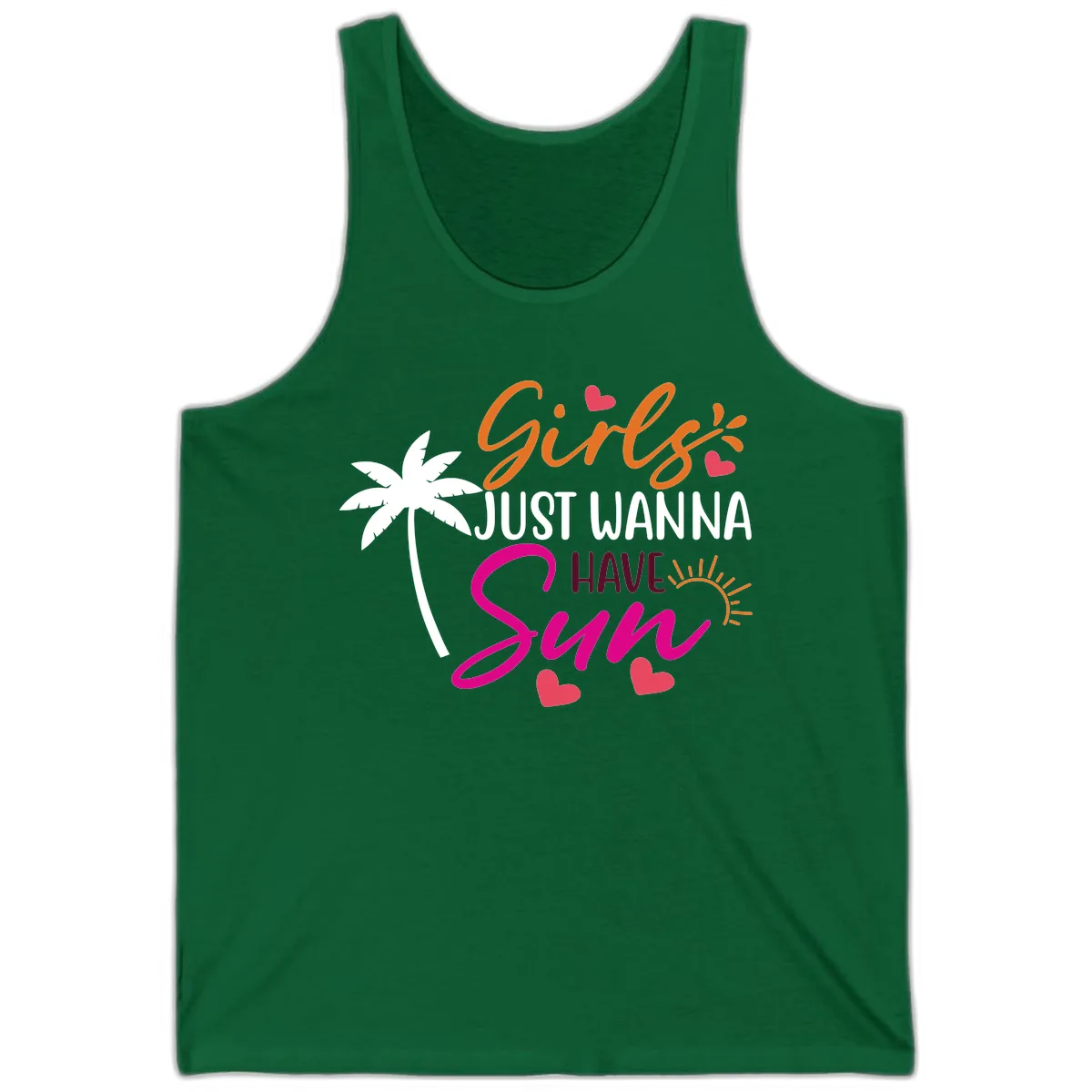 Girls Just Wanna Have Sun Design Tank in Kelly