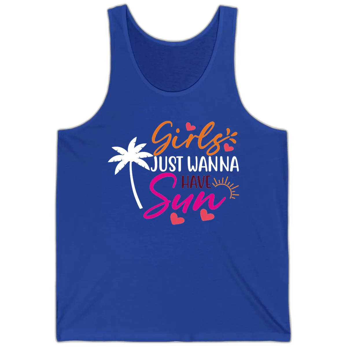 Girls Just Wanna Have Sun Design Tank in True Royal