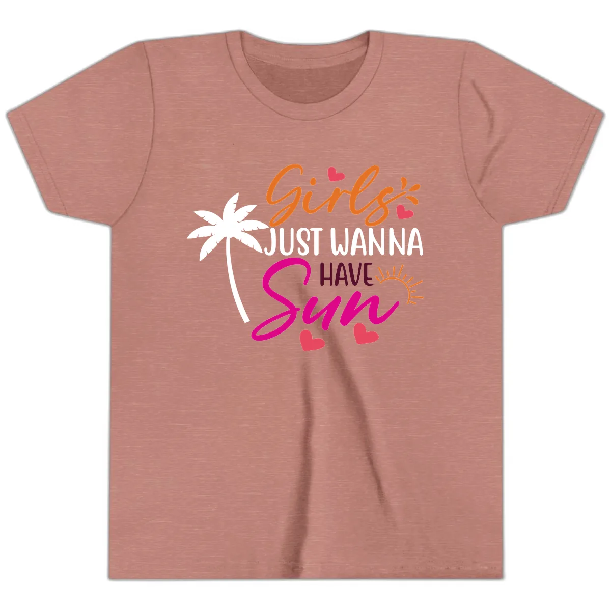 Girls Just Wanna Have Sun Design Youth T-Shirt in Heather Mauve
