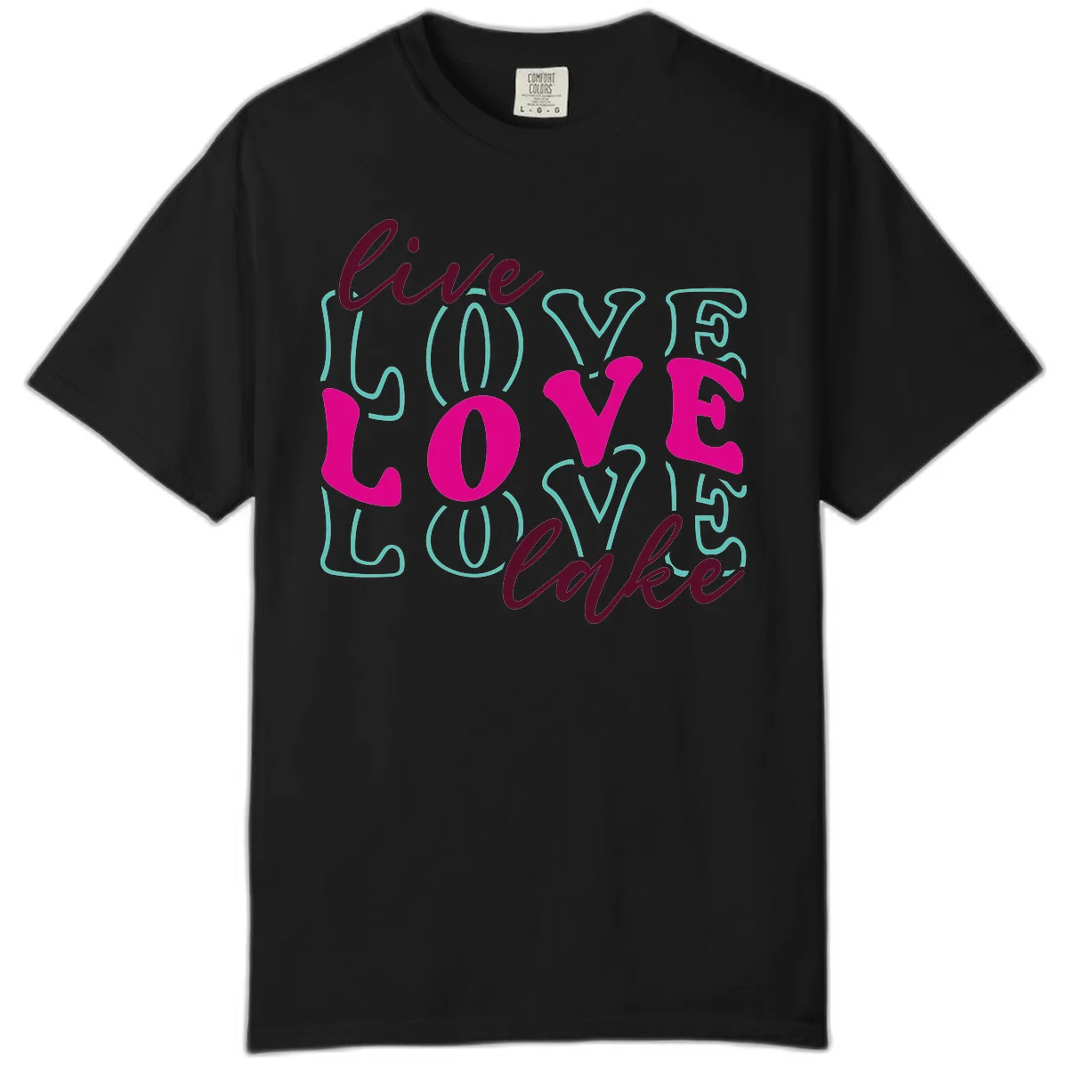 Live Love Lake Typography Design Comfort Color in Black