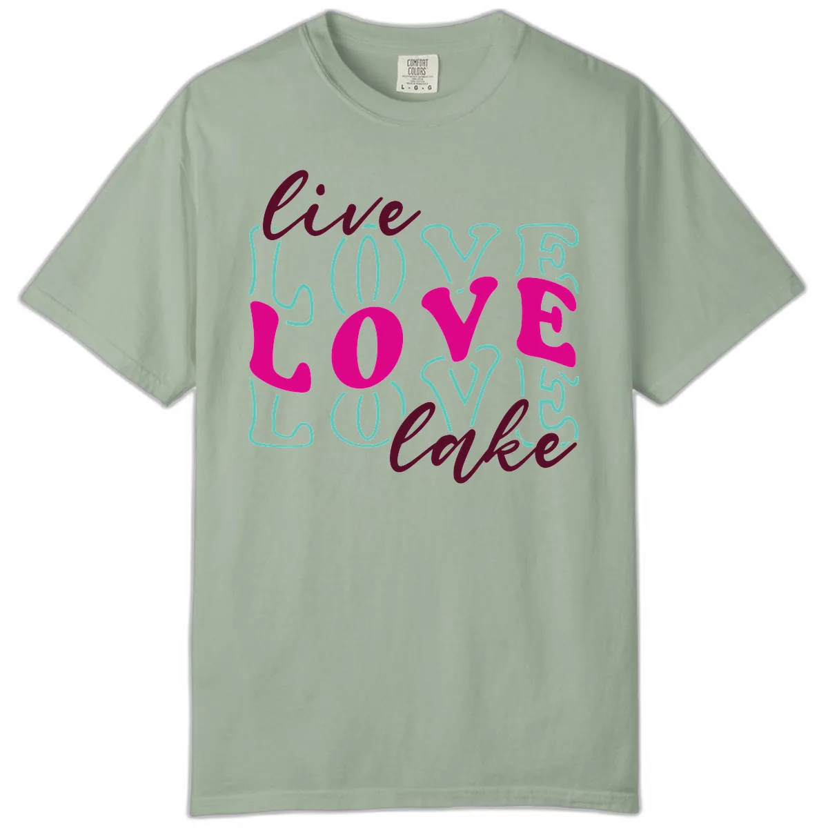 Live Love Lake Typography Design Comfort Color in Bay