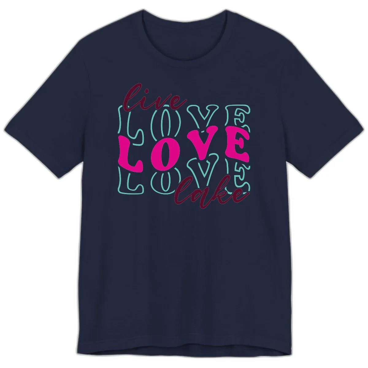 Live Love Lake Typography Design Premium T-Shirt in Navy