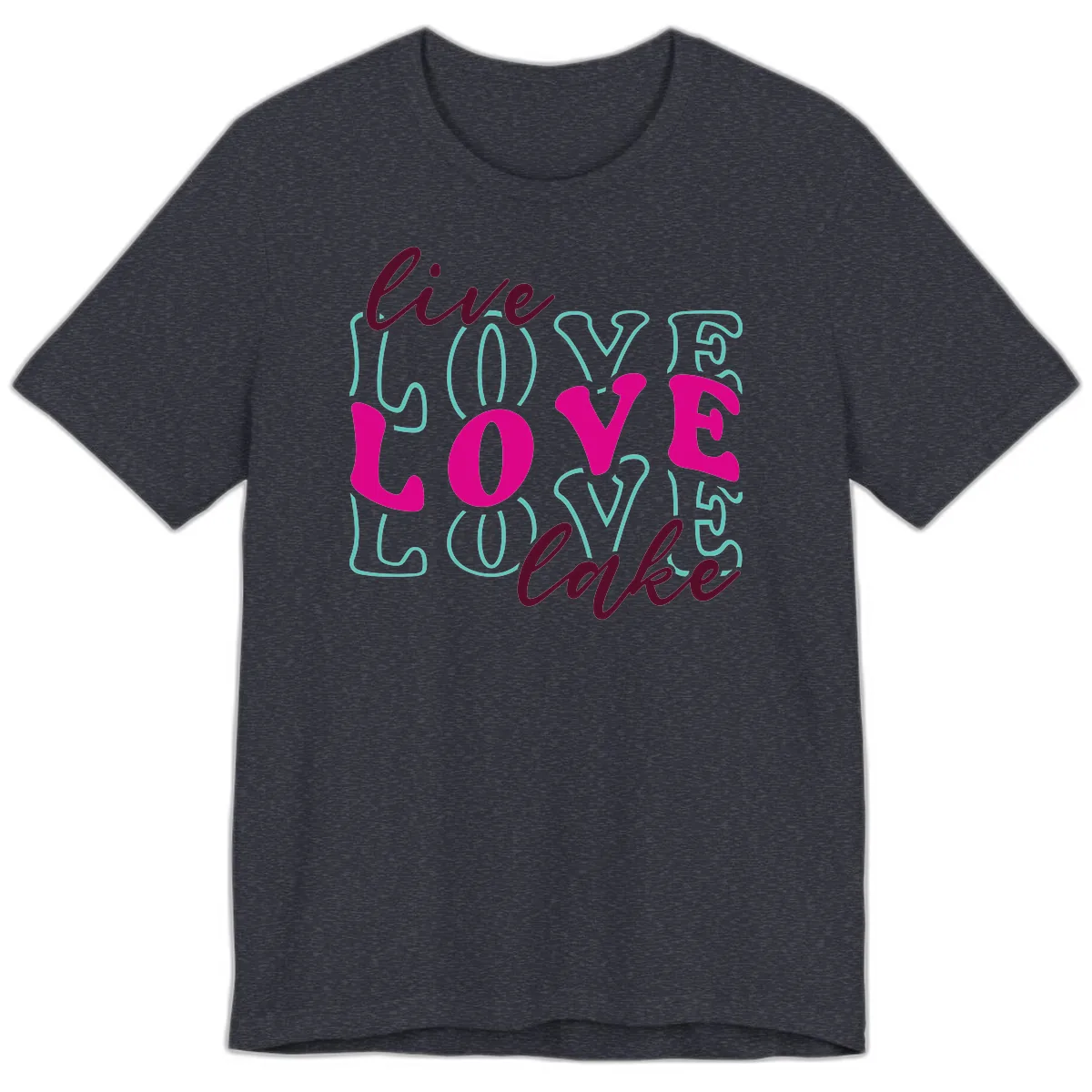 Live Love Lake Typography Design Premium T-Shirt in Heather Navy