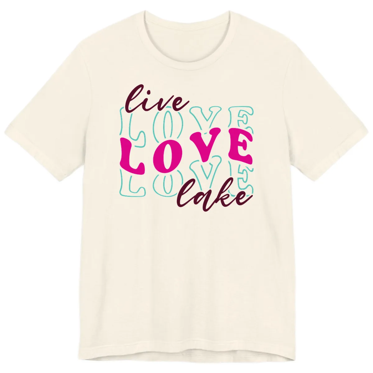 Live Love Lake Typography Design Premium T-Shirt in Natural