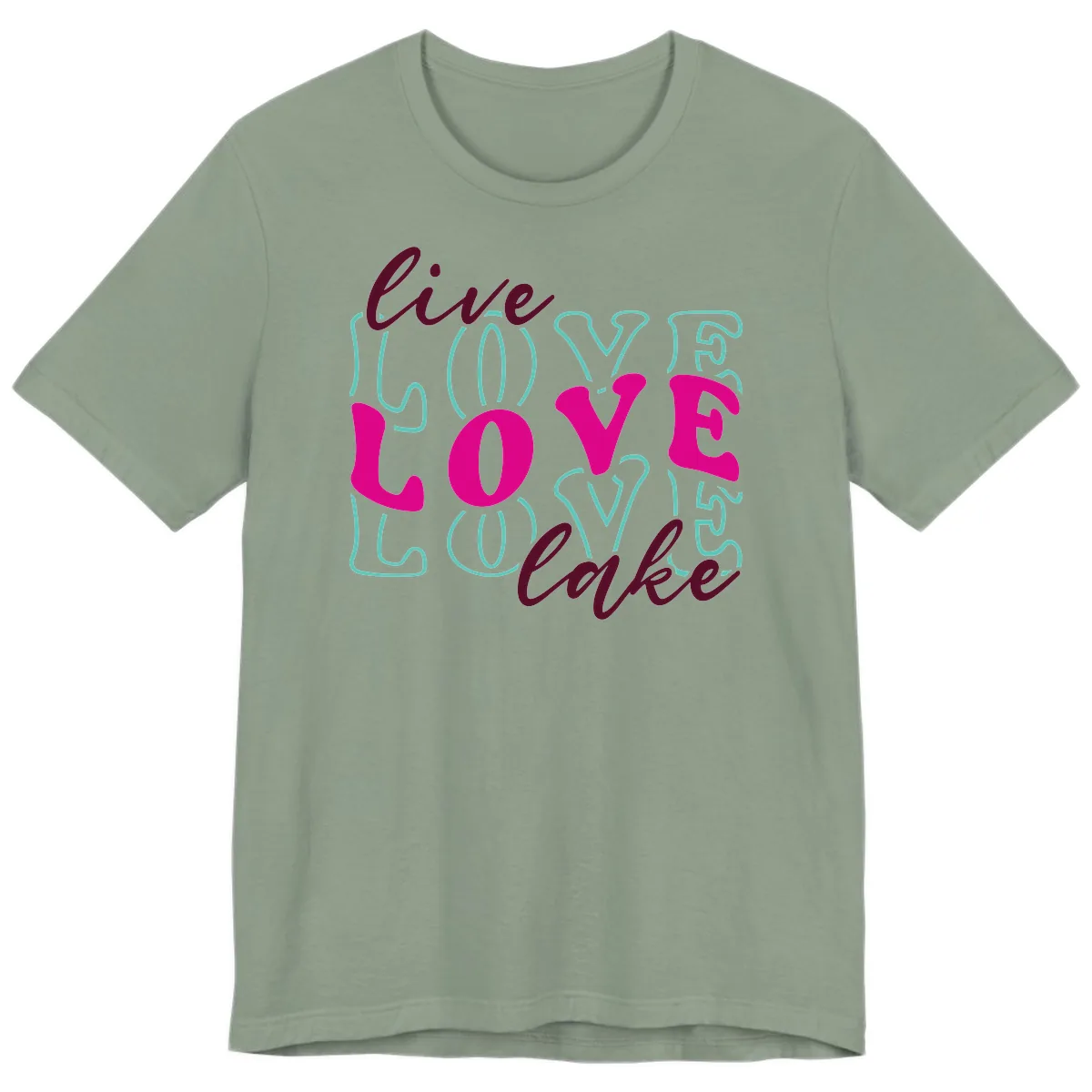Live Love Lake Typography Design Premium T-Shirt in Sage