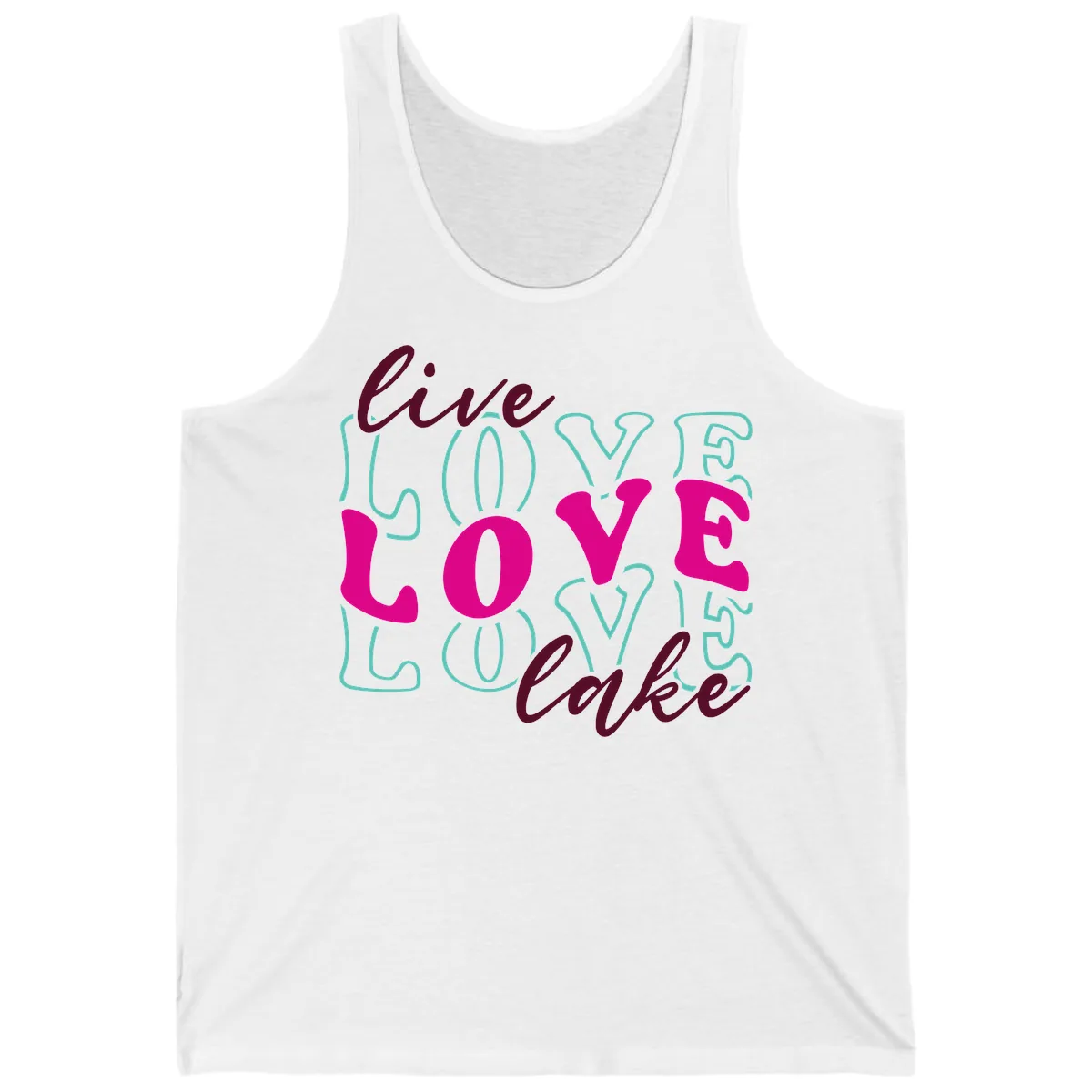 Live Love Lake Typography Design Tank in White