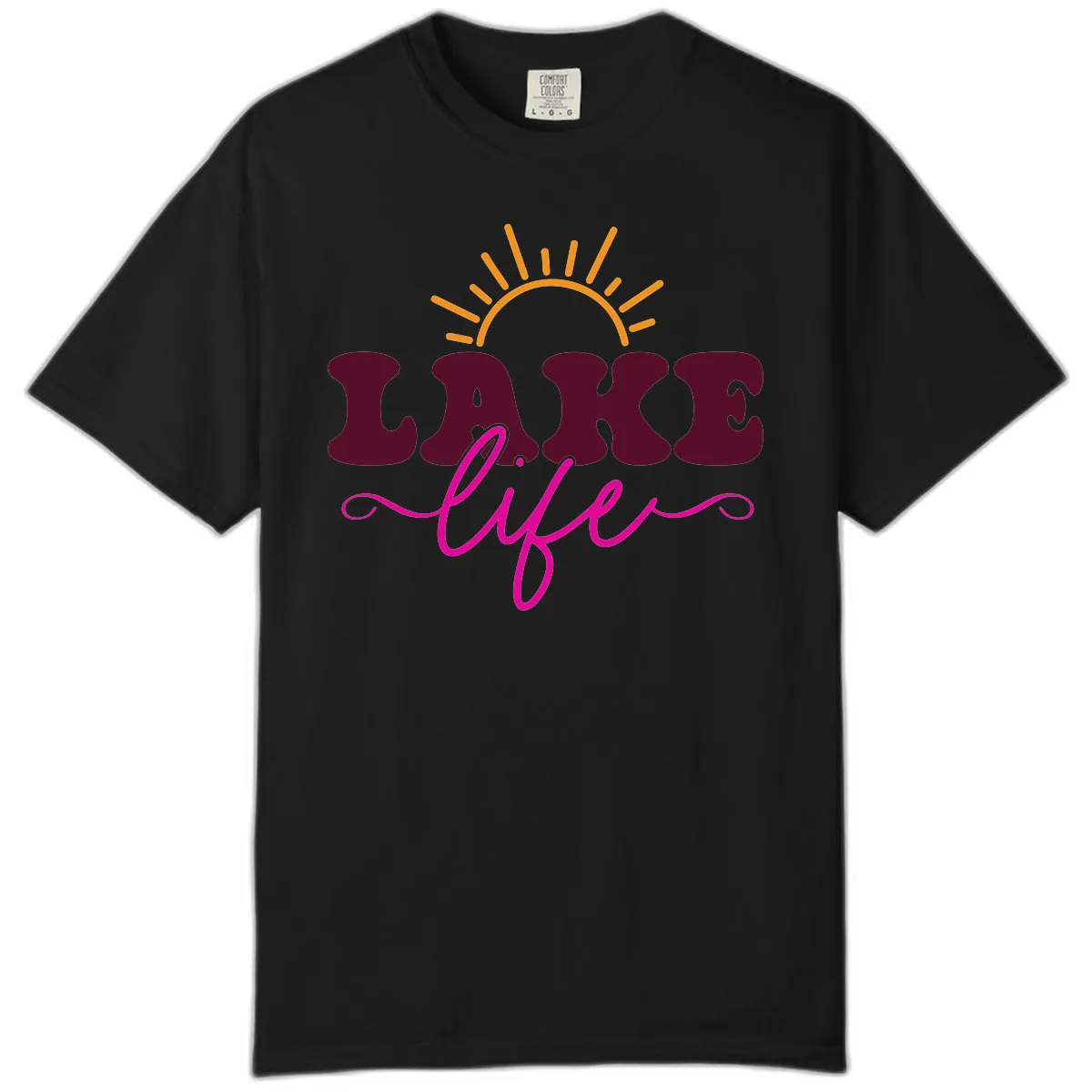 Retro Lake Life Sun Design Comfort Color in Black