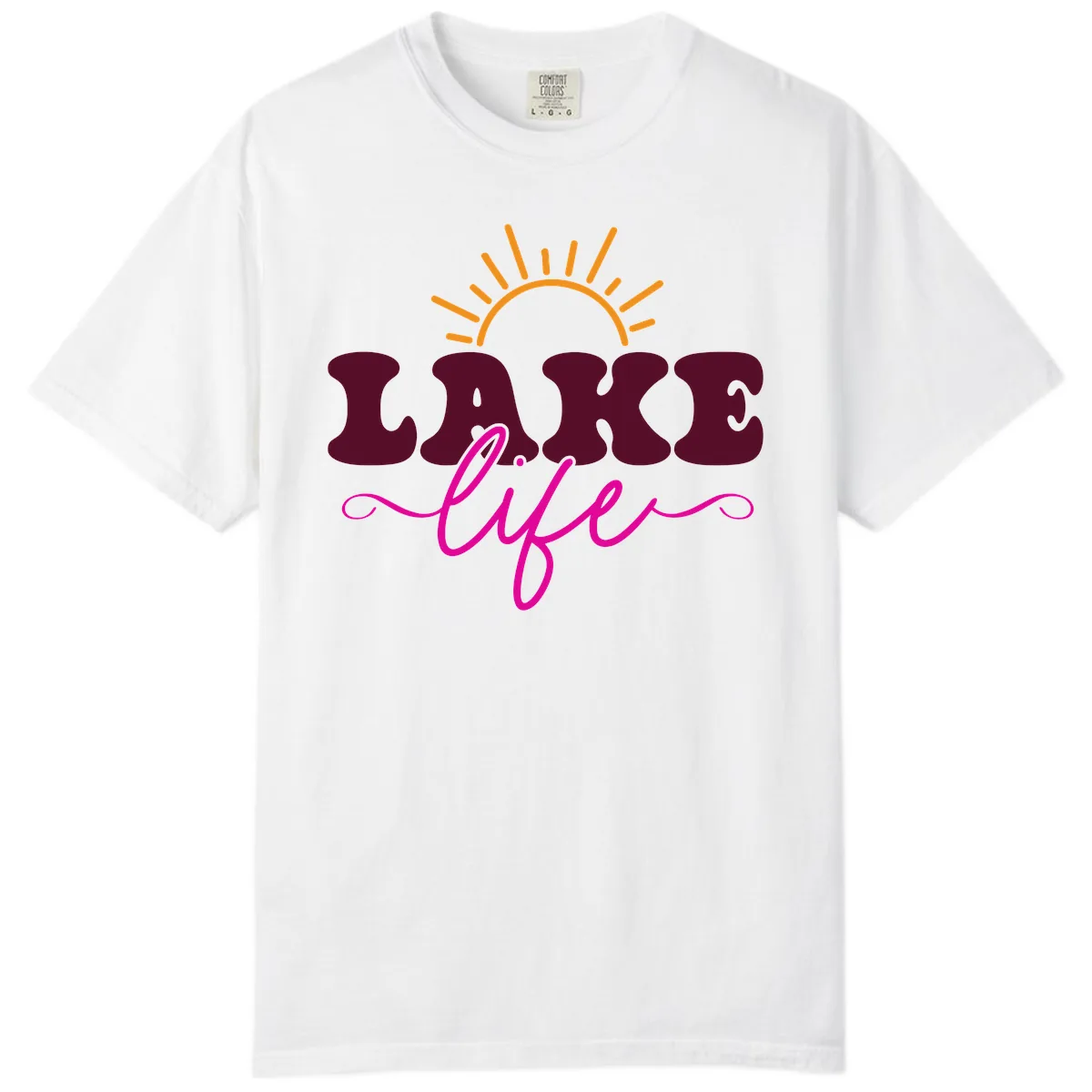 Retro Lake Life Sun Design Comfort Color in White