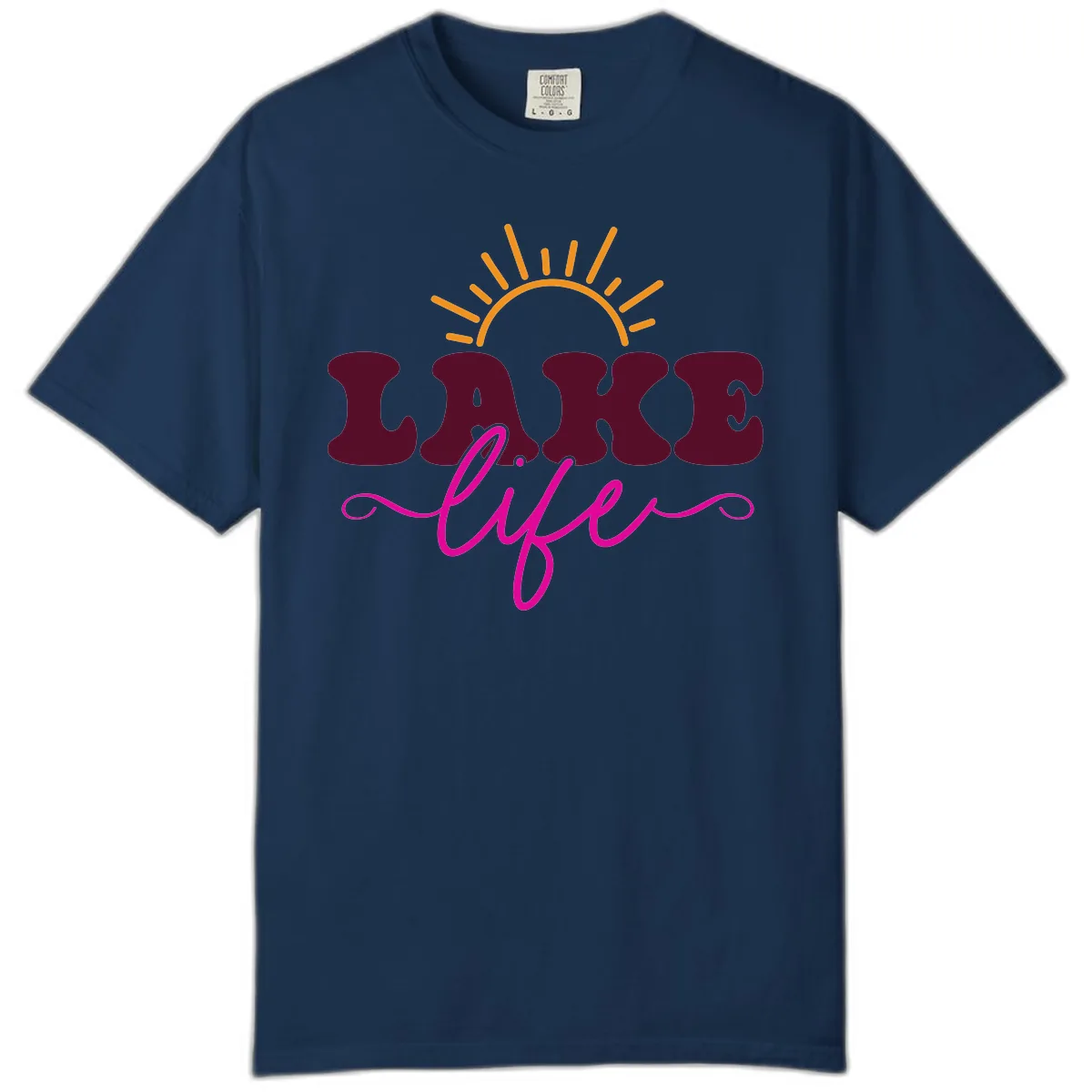 Retro Lake Life Sun Design Comfort Color in Navy
