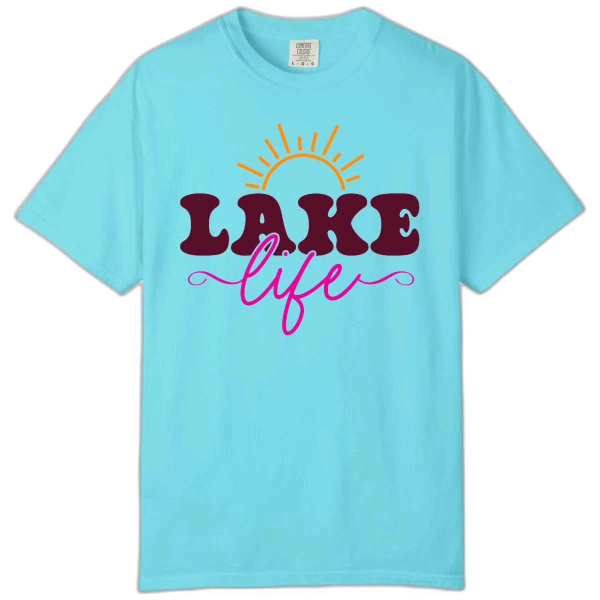 Retro Lake Life Sun Design Comfort Color in Lagoon Blue