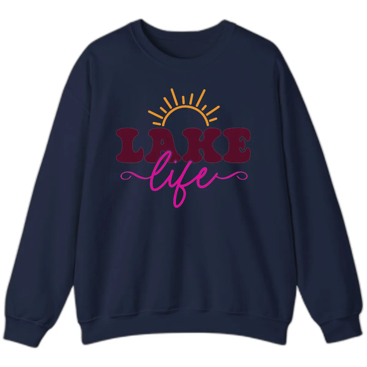 Retro Lake Life Sun Design Sweatshirt in Navy