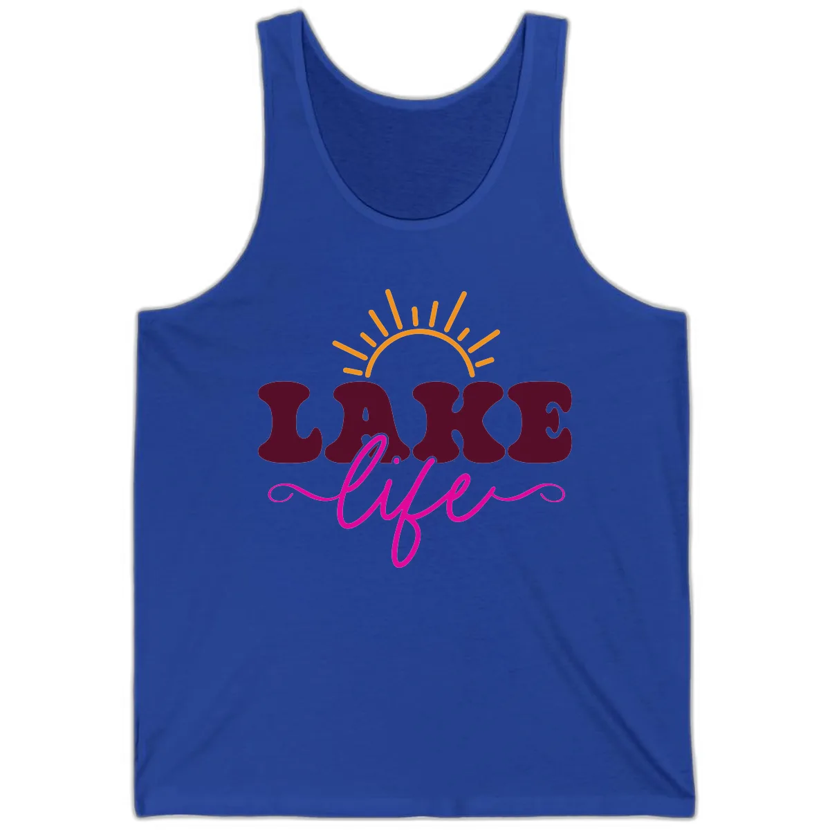 Retro Lake Life Sun Design Tank in True Royal
