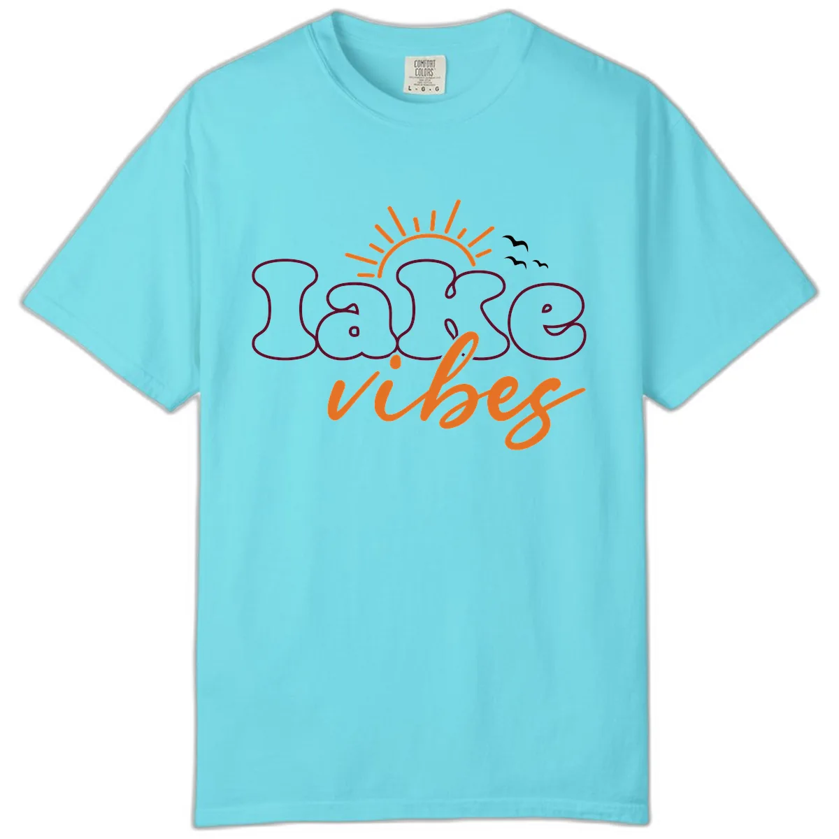 Lake Vibes Typography Design Comfort Color in Lagoon Blue