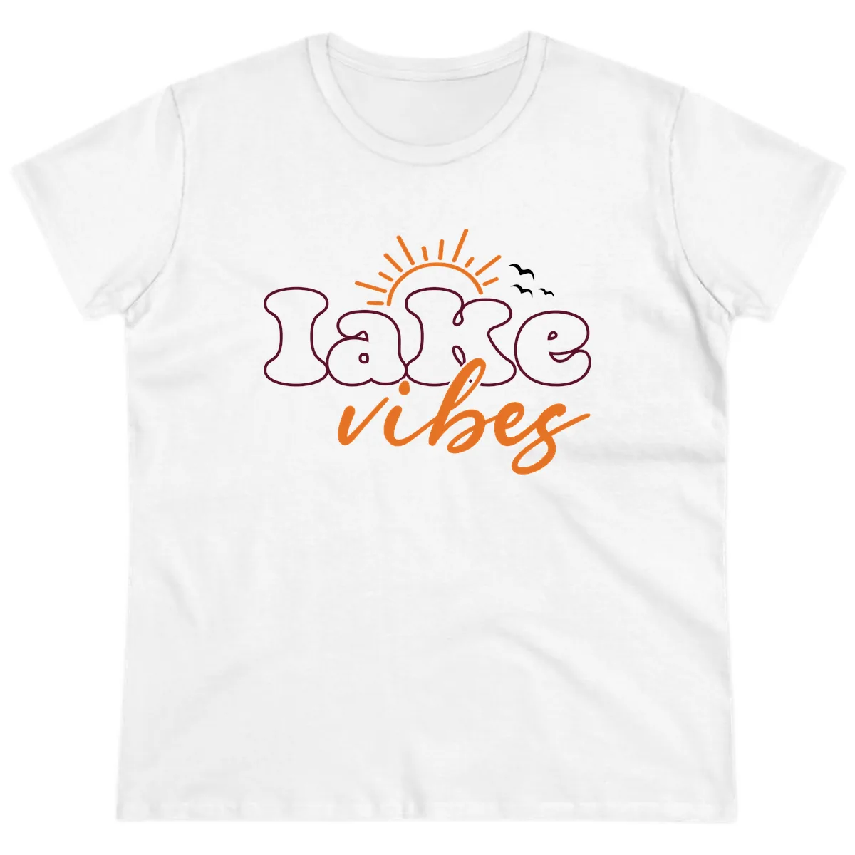 Lake Vibes Typography Design Ladies Tee in White