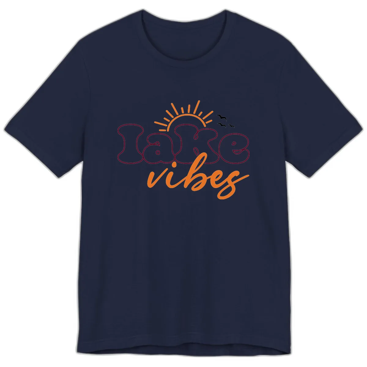 Lake Vibes Typography Design Premium T-Shirt in Navy