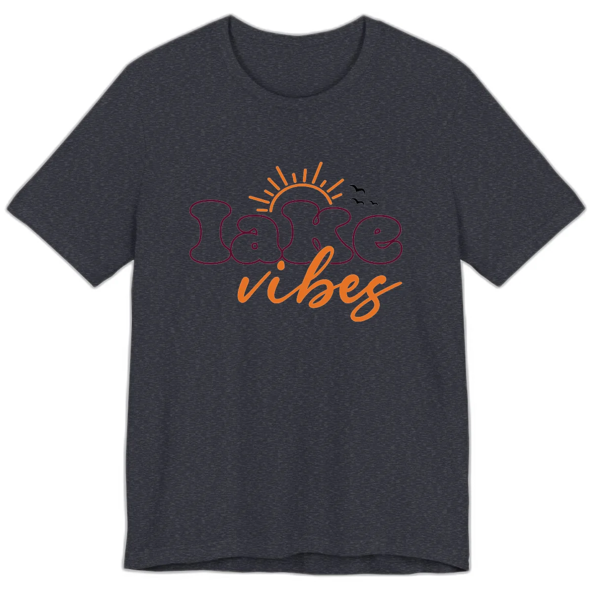 Lake Vibes Typography Design Premium T-Shirt in Heather Navy