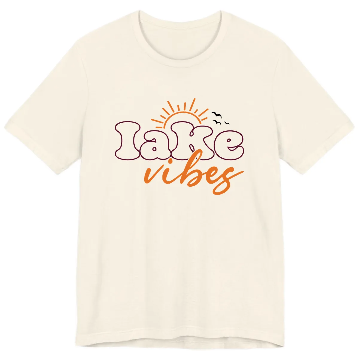 Lake Vibes Typography Design Premium T-Shirt in Natural