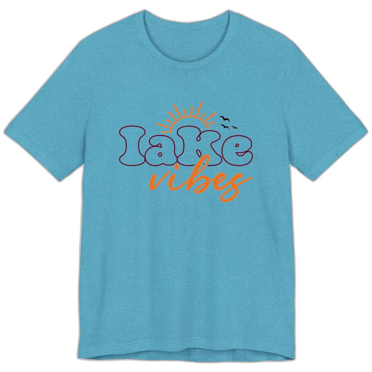 Lake Vibes Typography Design Premium T-Shirt in Heather Aqua