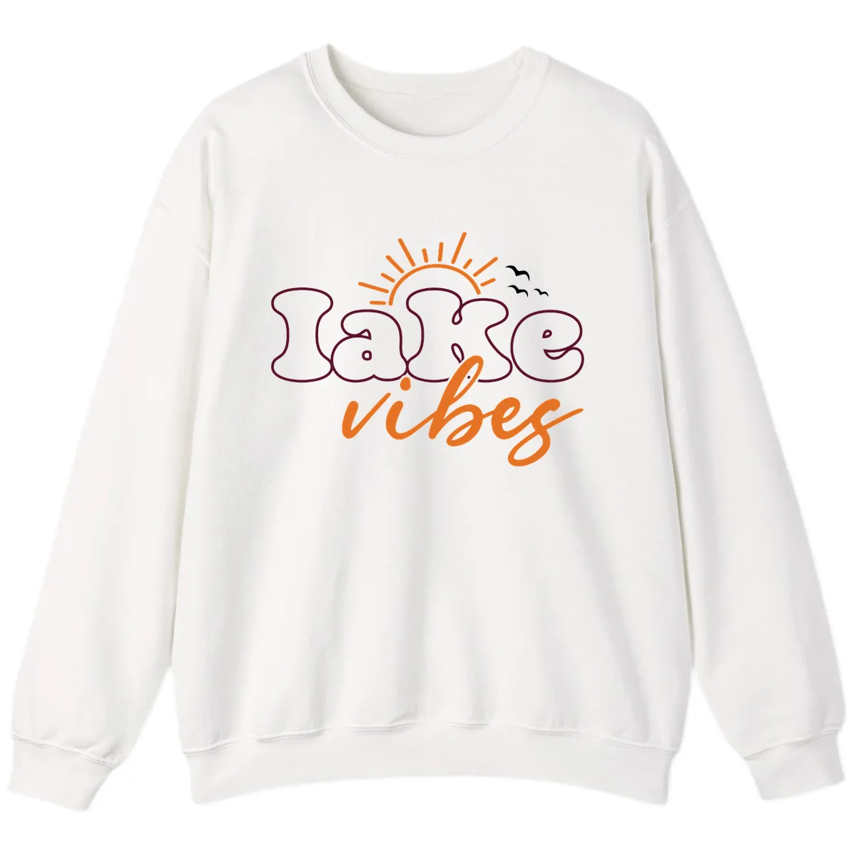 Lake Vibes Typography Design Sweatshirt in White