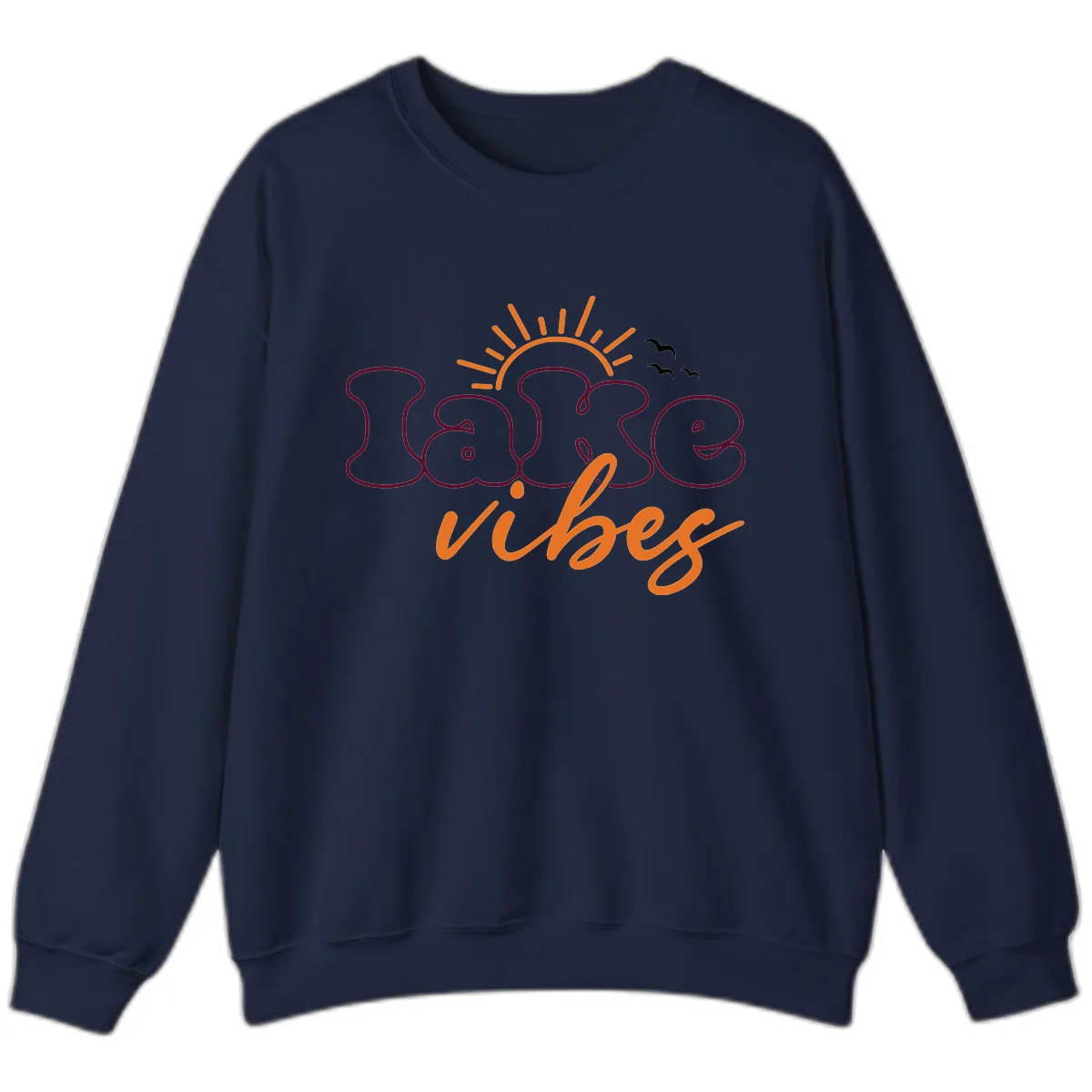 Lake Vibes Typography Design Sweatshirt in Navy