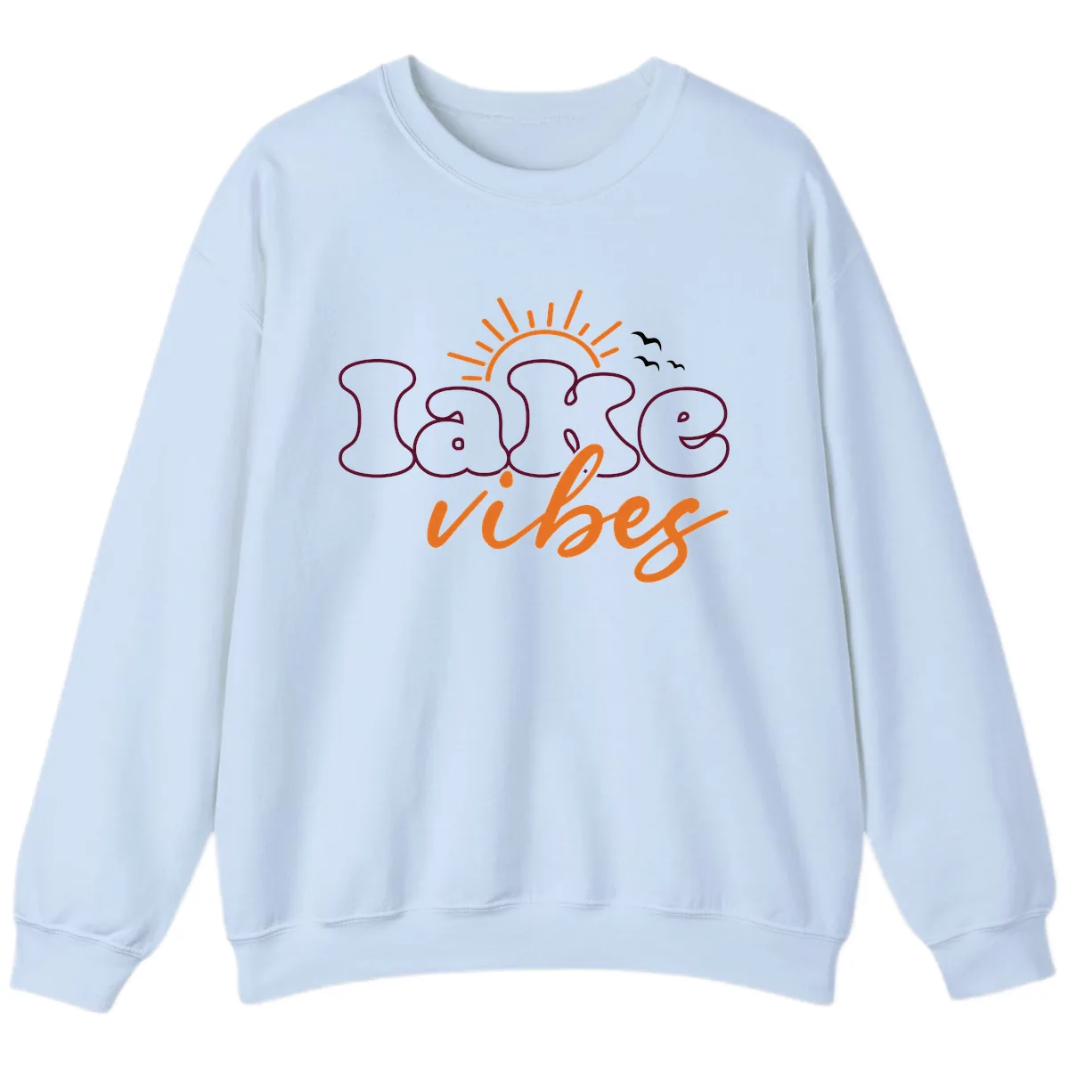 Lake Vibes Typography Design Sweatshirt in Light Blue