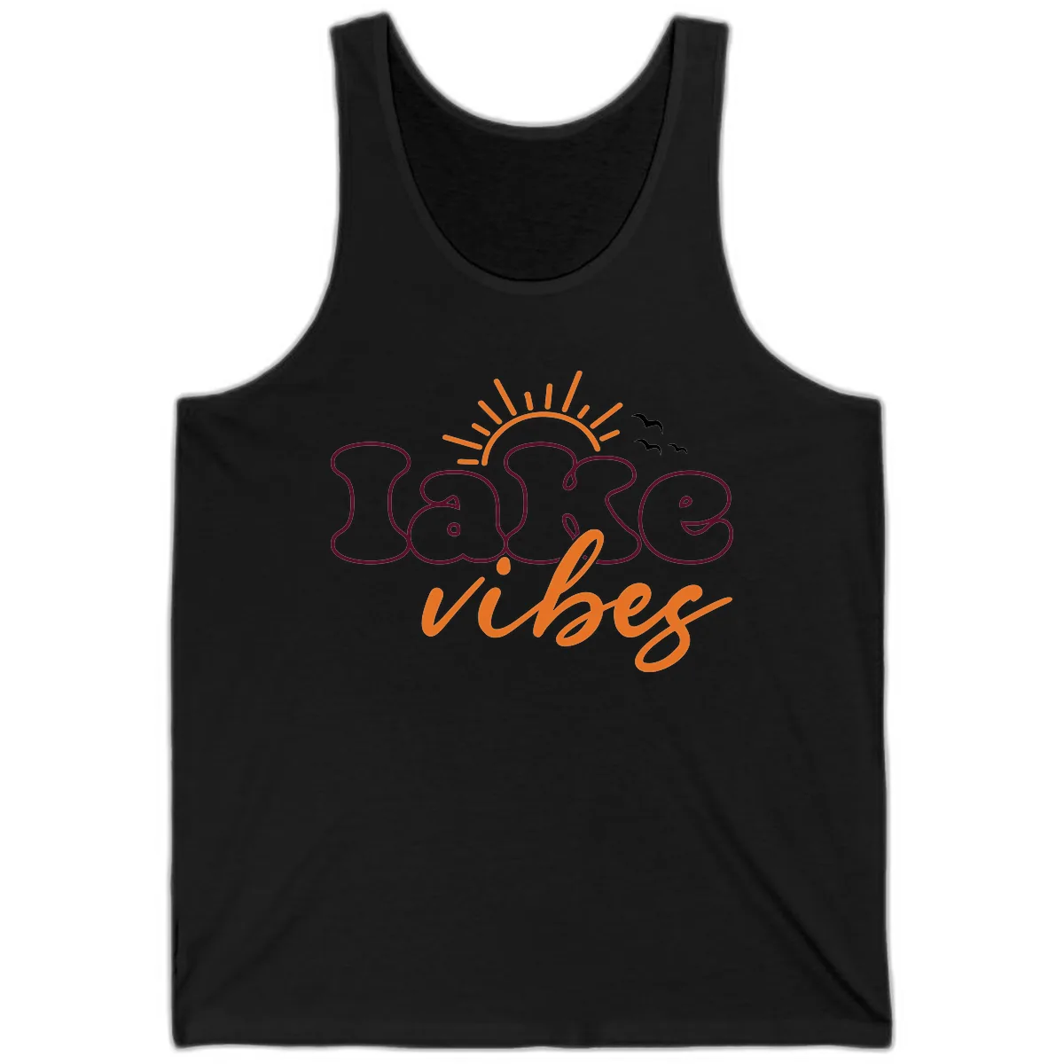 Lake Vibes Typography Design Tank in Black