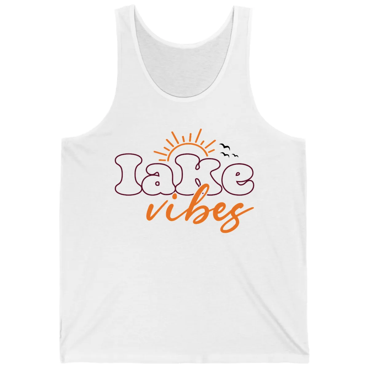 Lake Vibes Typography Design Tank in White