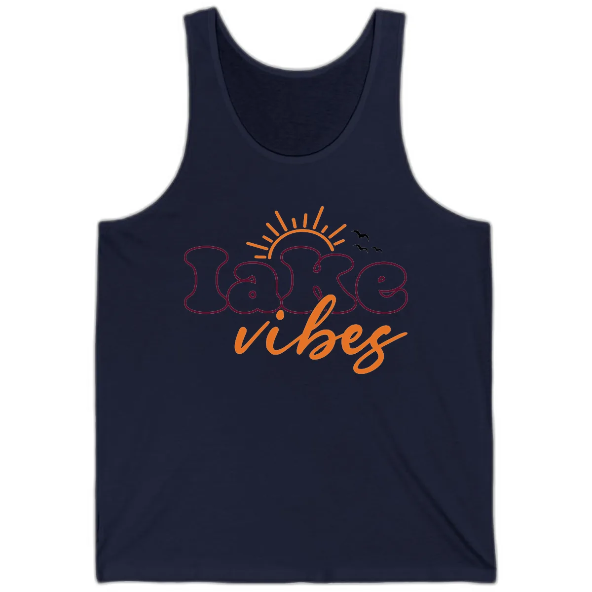 Lake Vibes Typography Design Tank in Navy