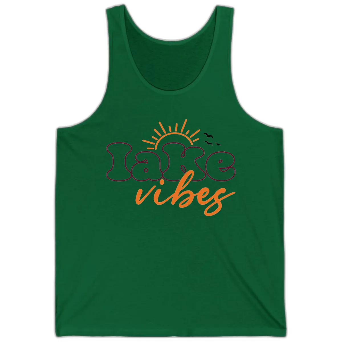 Lake Vibes Typography Design Tank in Kelly