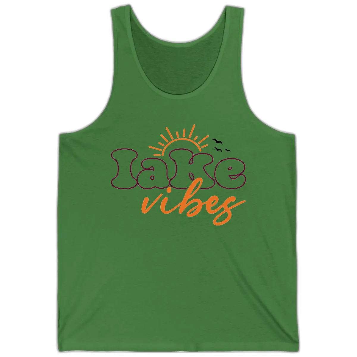 Lake Vibes Typography Design Tank in Leaf