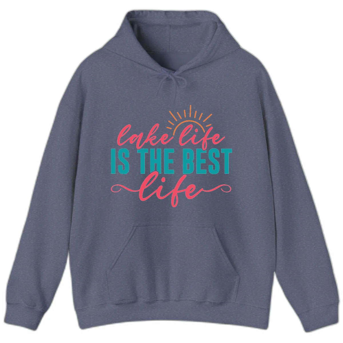 Lake Life Is The Best Life Hoodie in Heather Navy
