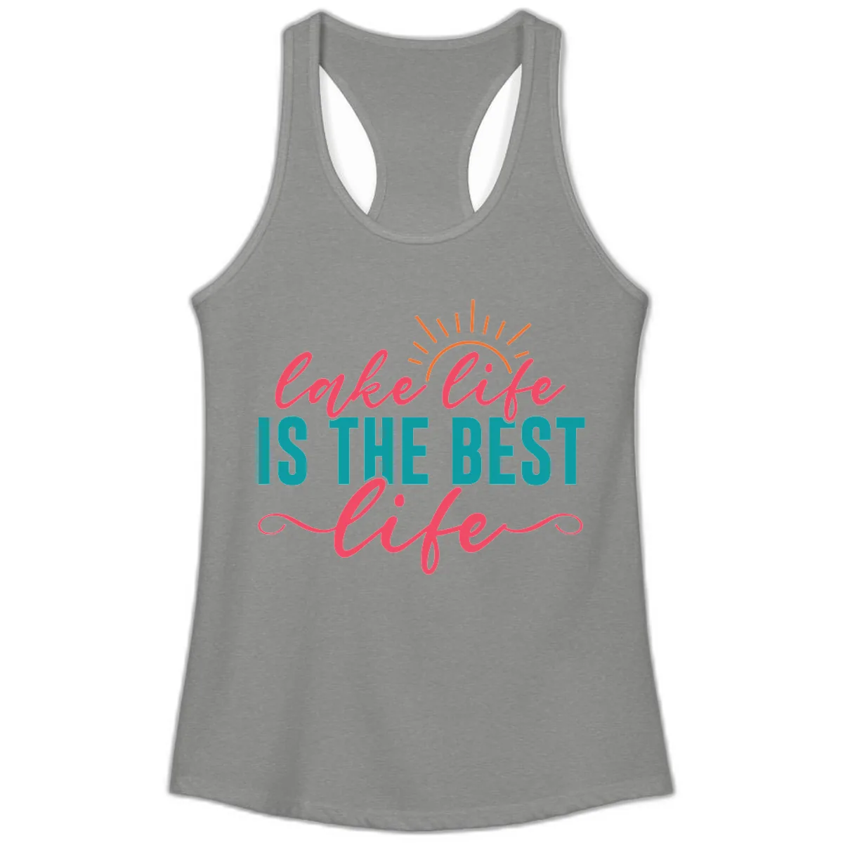 Lake Life Is The Best Life Ladies Tank in Heather Grey