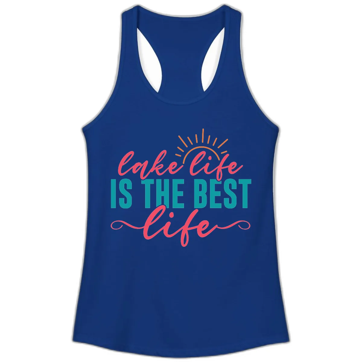 Lake Life Is The Best Life Ladies Tank in Solid Royal