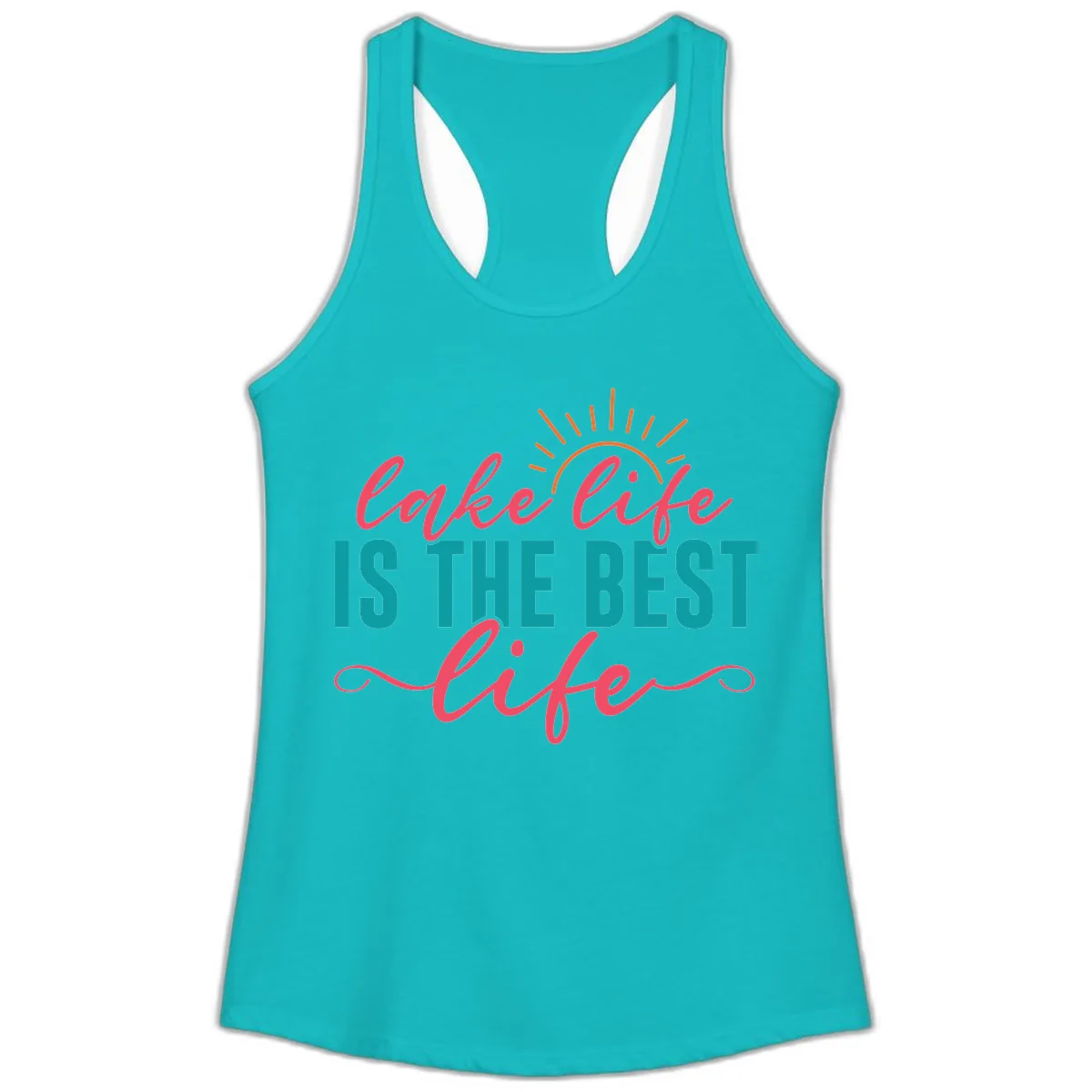 Lake Life Is The Best Life Ladies Tank in Tahiti Blue