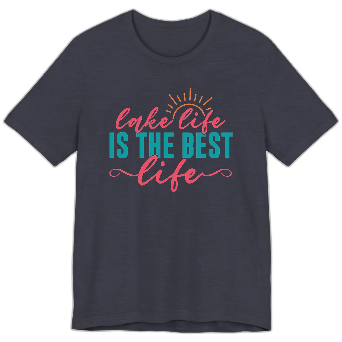 Lake Life Is The Best Life Premium T-Shirt in Heather Midnight Navy