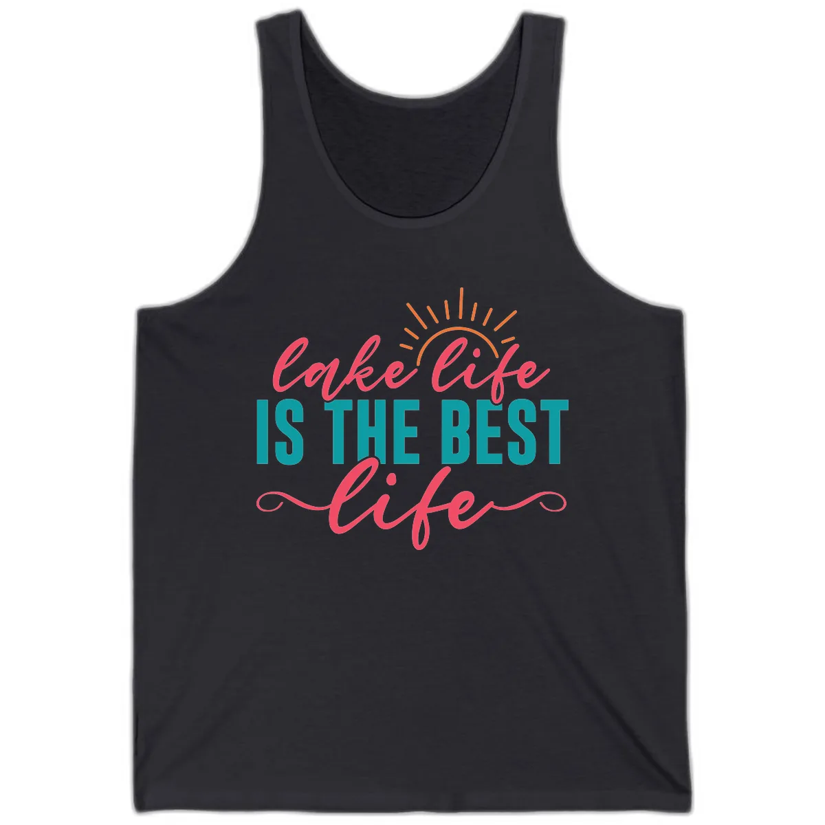 Lake Life Is The Best Life Tank in Dark Grey