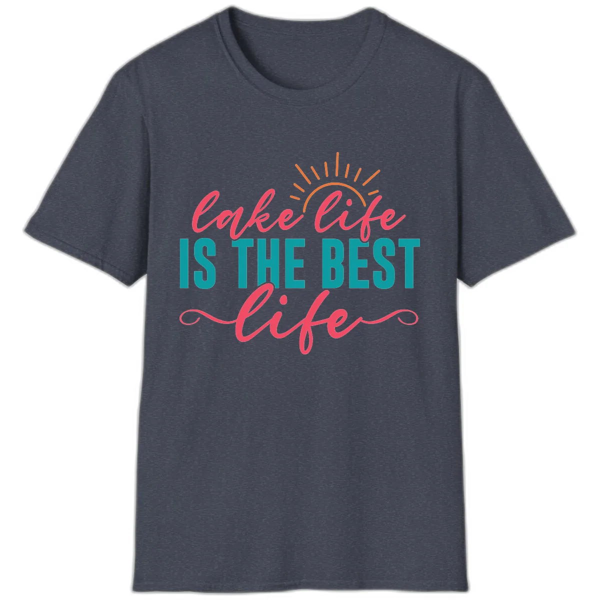Lake Life Is The Best Life T-Shirt in Heather Navy